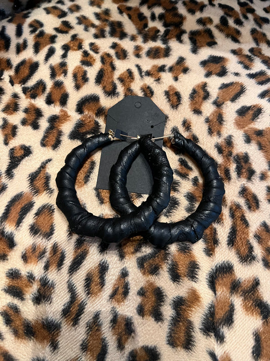 Leather bamboo earrings.