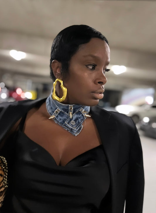 Denim Stud choker.