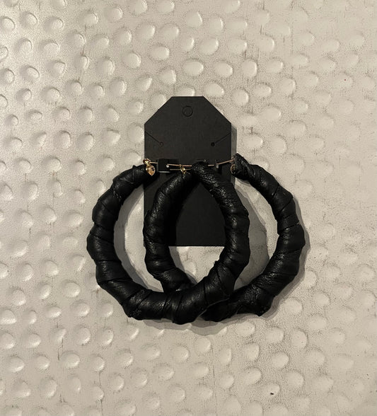 Leather bamboo earrings.