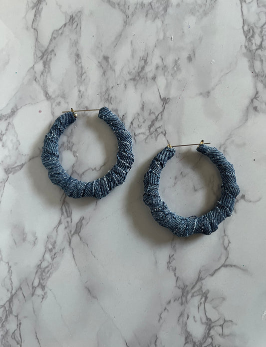 Denim Bamboo hoops