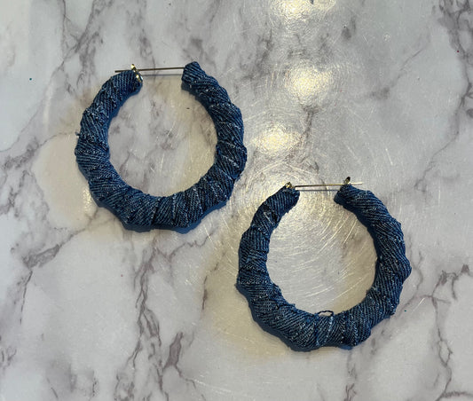 Denim Bamboo hoops