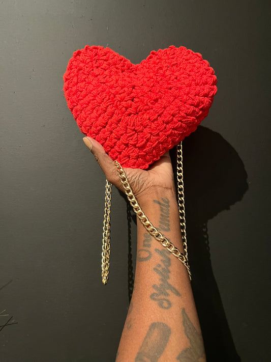 Crochet heart bag.