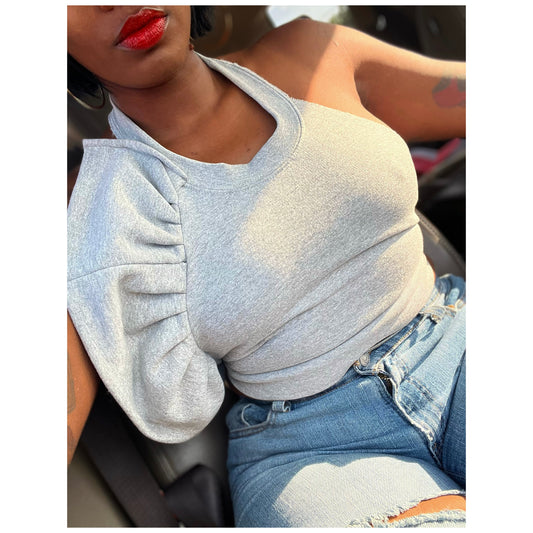 Ruffle sweatshirt halter