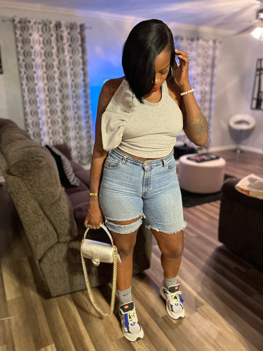 Ruffle sweatshirt halter