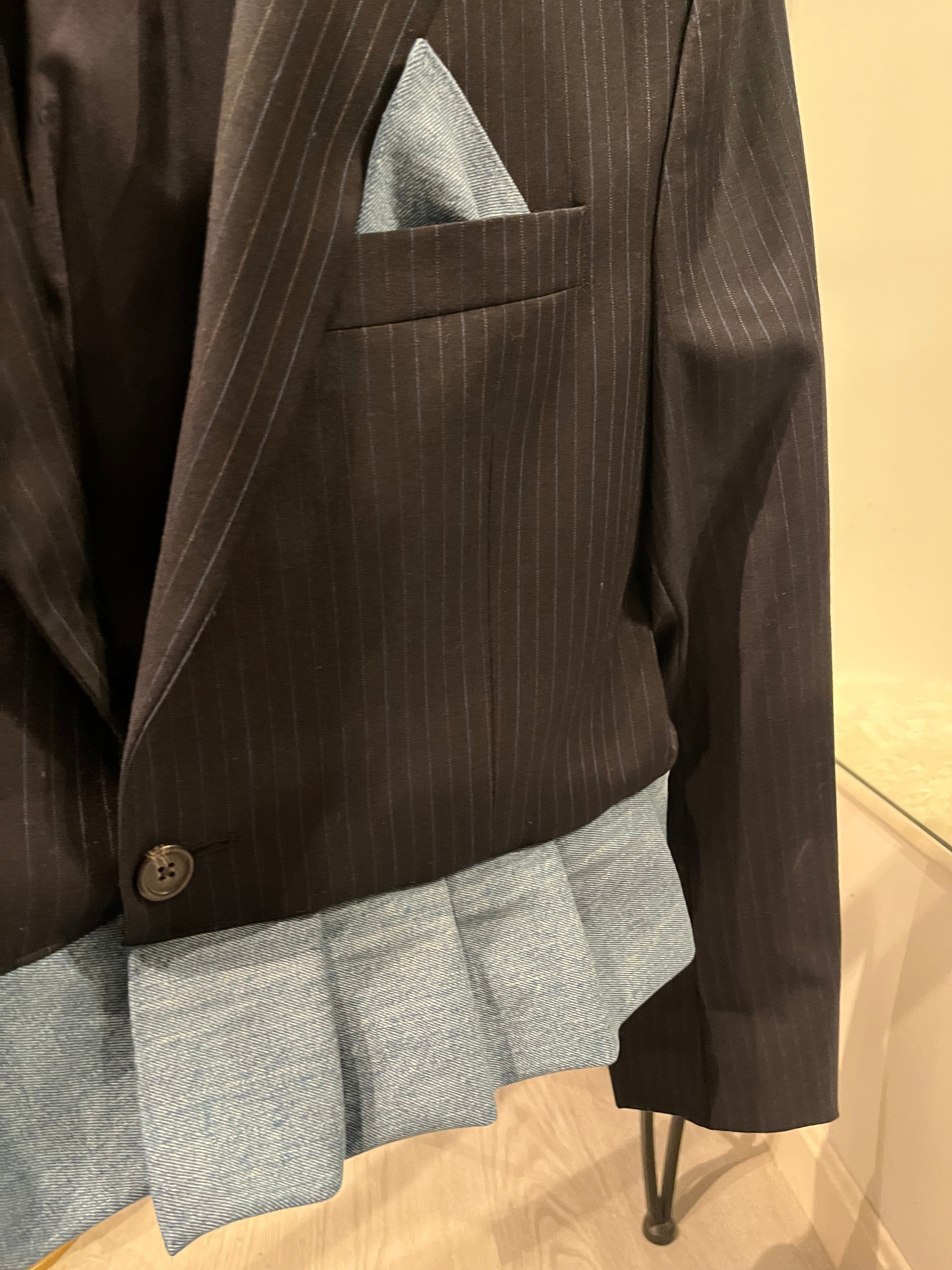 Denim Ruffle Blazer.