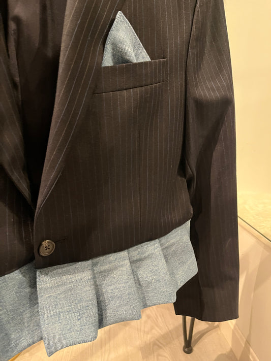 Denim Ruffle Blazer.