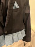 Denim Ruffle Blazer.