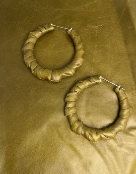 Leather bamboo earrings.