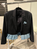 Denim Ruffle Blazer.