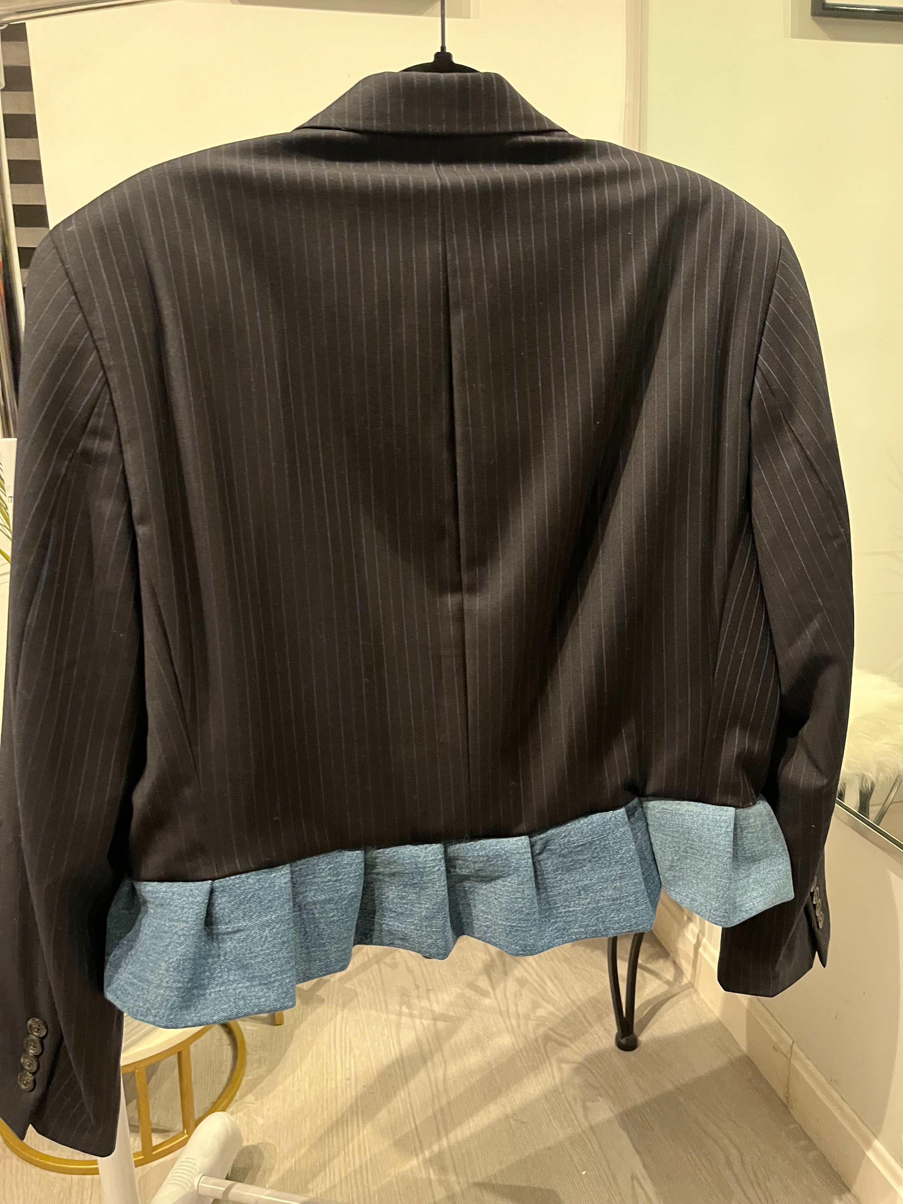 Denim Ruffle Blazer.