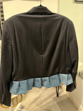 Denim Ruffle Blazer.
