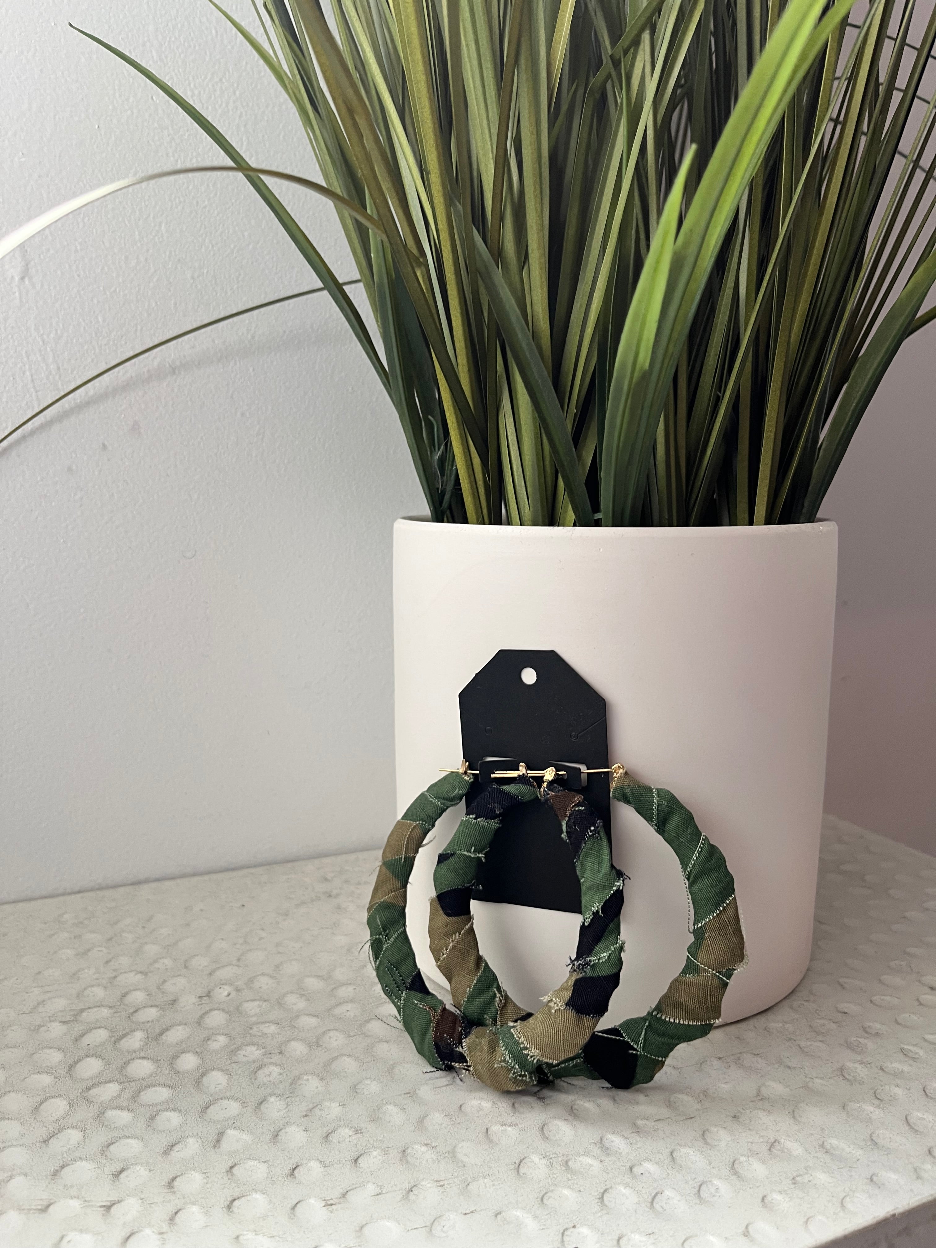 Camo earrings.