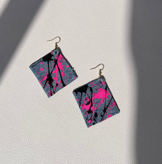 Pink splatter earrings