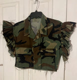 Camo ruffle top