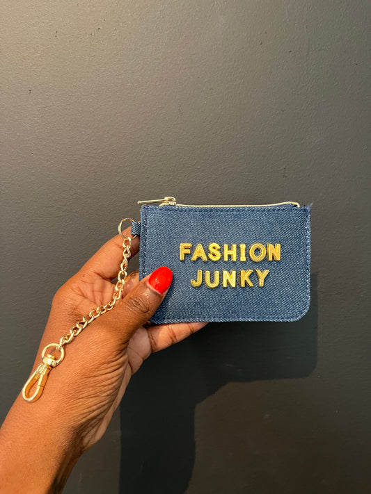 Denim coin purse.