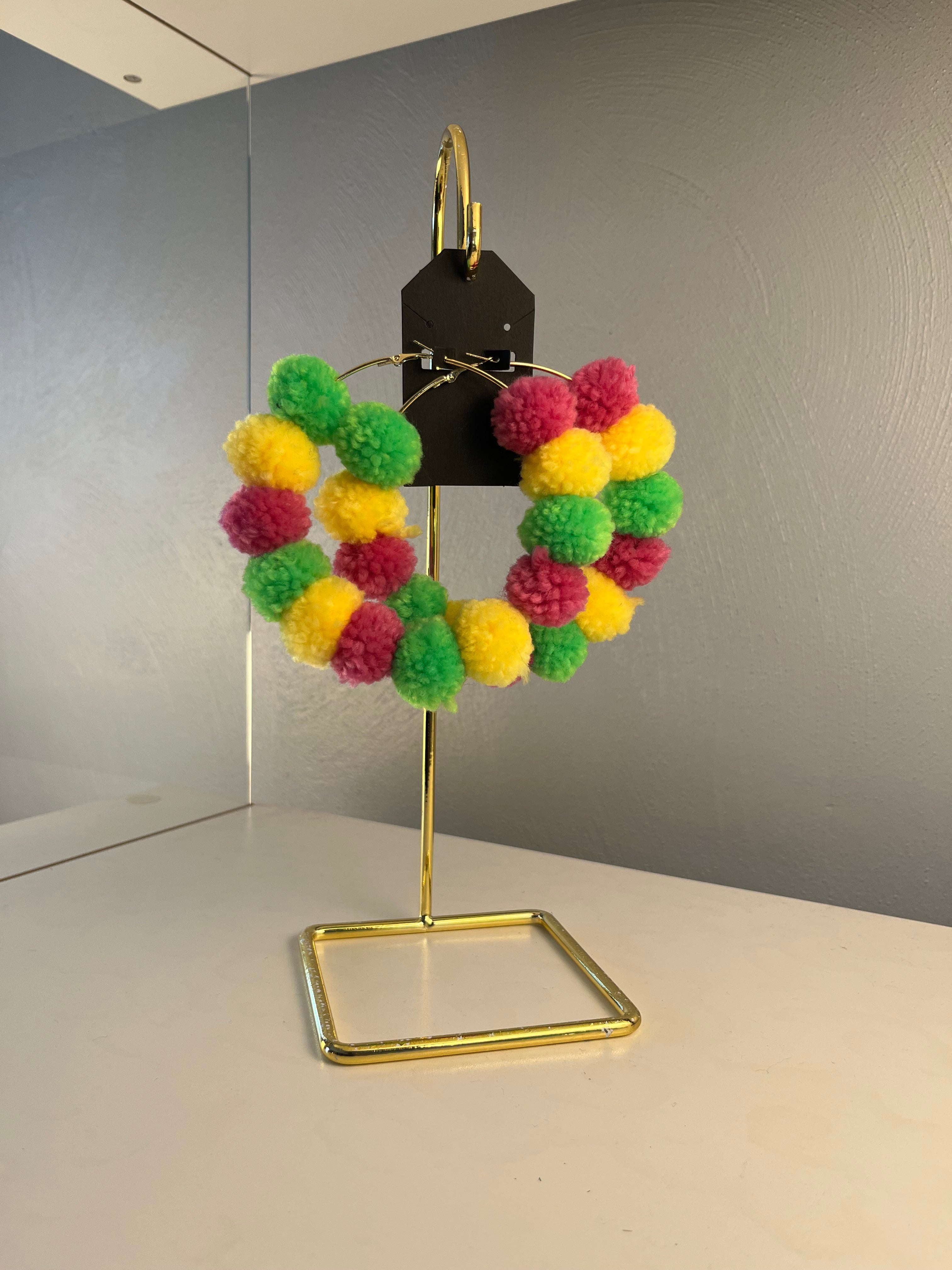 Pom Pom hoops.