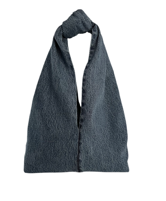Denim sack bag.