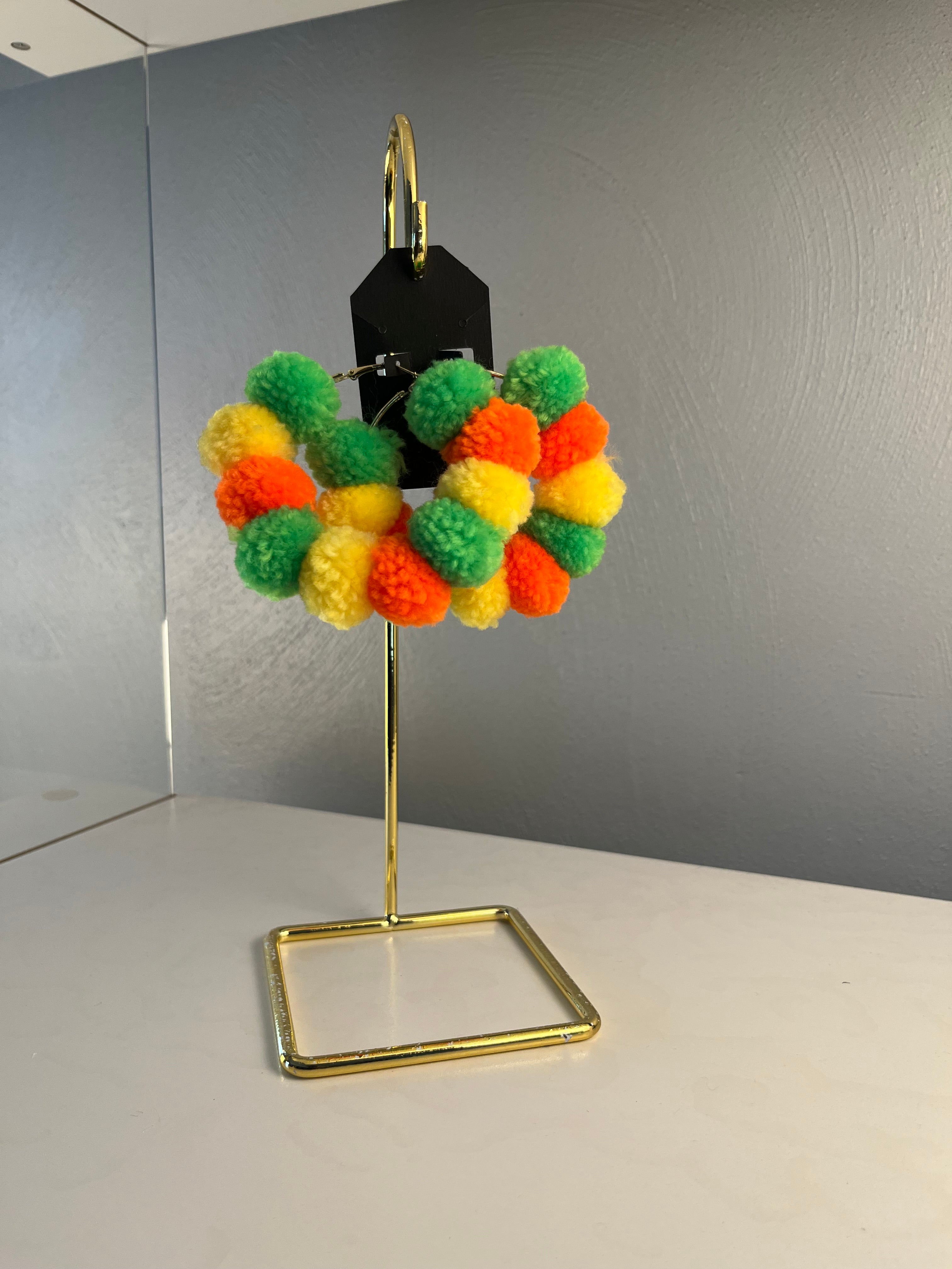 Pom Pom hoops.