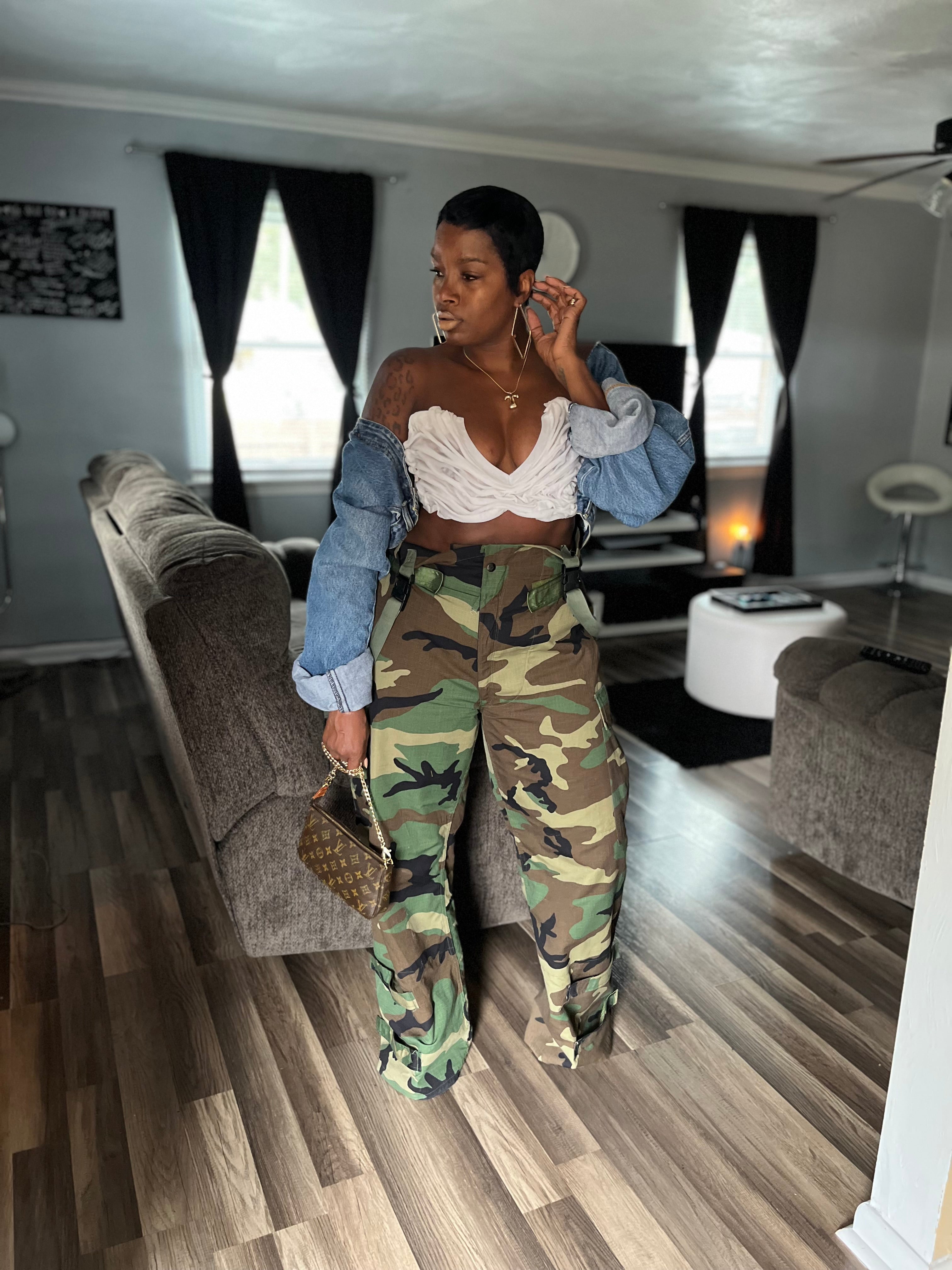 High waist camo pants