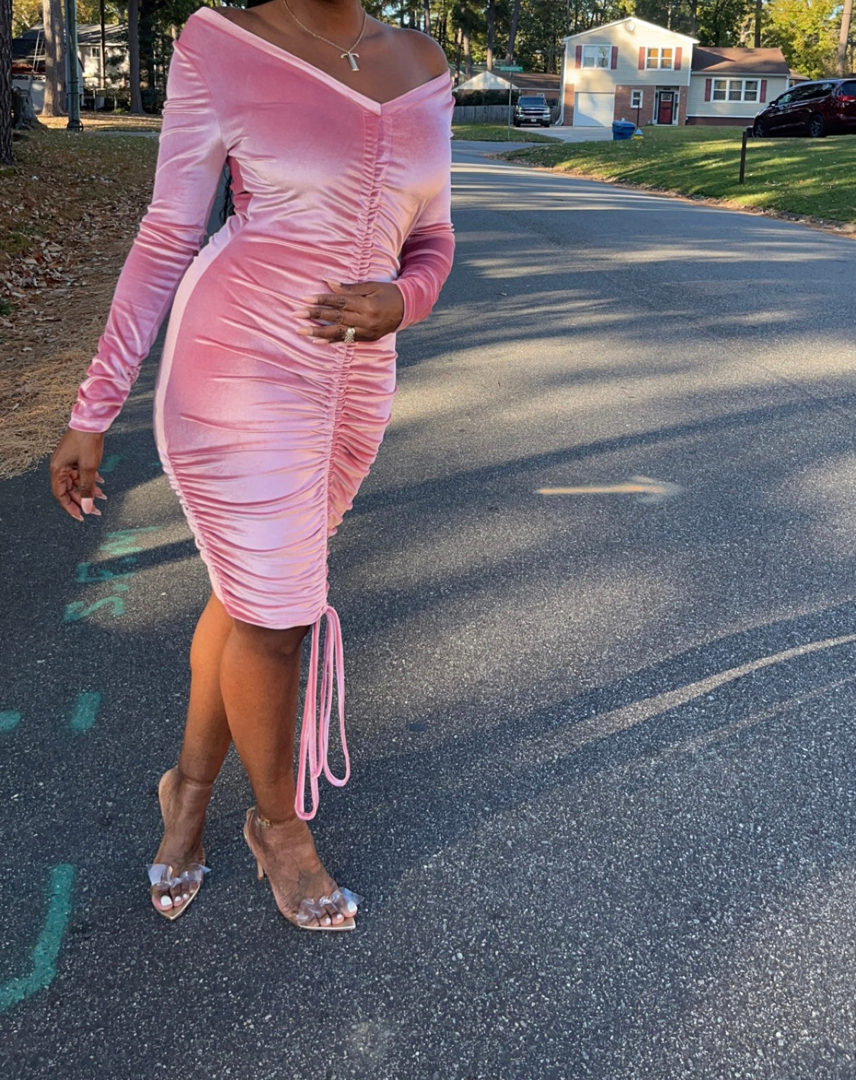 Pretty in pink dress.